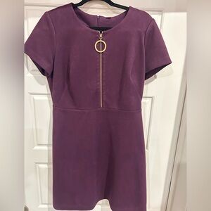Calvin Klein Purple Mini Dress with Gold Zipper